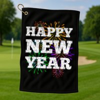 Festive Happy New Year Fireworks Golf Towel