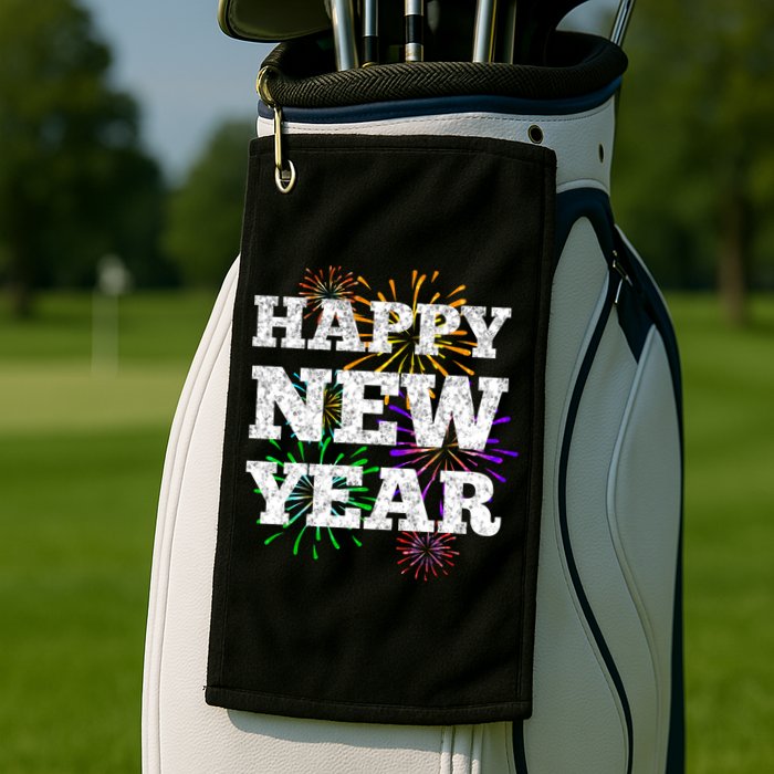 Festive Happy New Year Fireworks Golf Towel