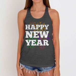 Festive Happy New Year Fireworks Women's Knotted Racerback Tank