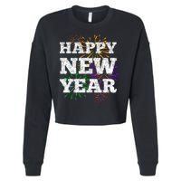 Festive Happy New Year Fireworks Cropped Pullover Crew