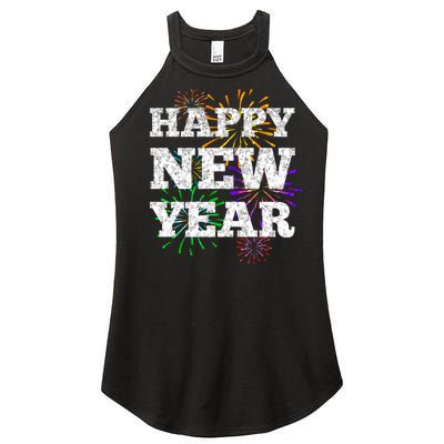 Festive Happy New Year Fireworks Women’s Perfect Tri Rocker Tank