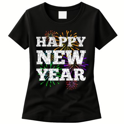 Festive Happy New Year Fireworks Womens T-Shirt