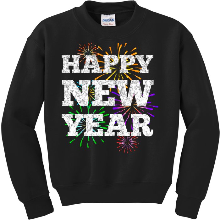 Festive Happy New Year Fireworks Kids Sweatshirt