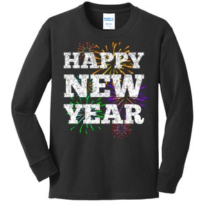 Festive Happy New Year Fireworks Kids Long Sleeve Shirt