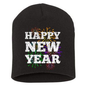 Festive Happy New Year Fireworks Short Acrylic Beanie