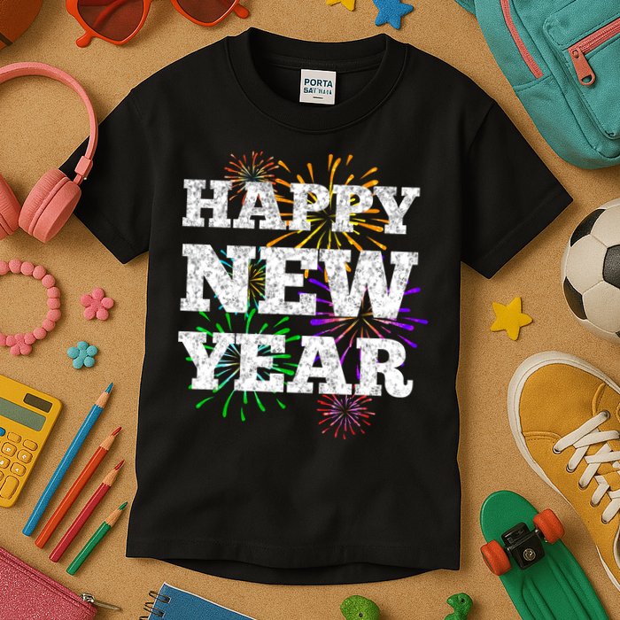 Festive Happy New Year Fireworks Kids T-Shirt
