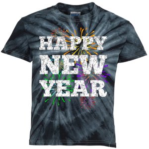 Festive Happy New Year Fireworks Kids Tie-Dye T-Shirt