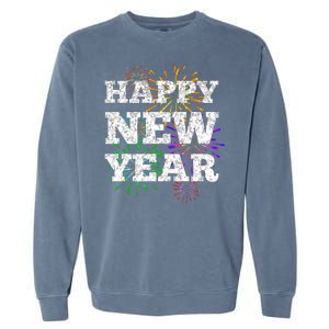 Festive Happy New Year Fireworks Garment-Dyed Sweatshirt