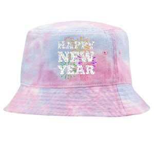 Festive Happy New Year Fireworks Tie-Dyed Bucket Hat