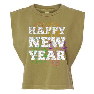 Festive Happy New Year Fireworks Garment-Dyed Women's Muscle Tee