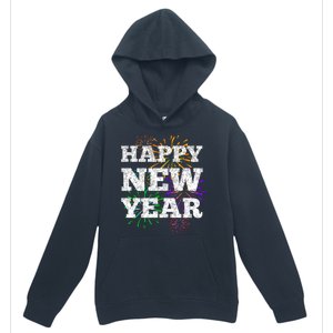 Festive Happy New Year Fireworks Urban Pullover Hoodie