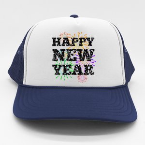 Festive Happy New Year Fireworks Trucker Hat