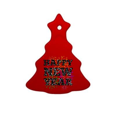 Festive Happy New Year Fireworks Ceramic Tree Ornament