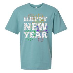 Festive Happy New Year Fireworks Sueded Cloud Jersey T-Shirt