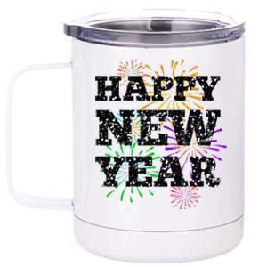 Festive Happy New Year Fireworks 12 oz Stainless Steel Tumbler Cup