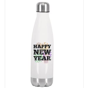 Festive Happy New Year Fireworks Stainless Steel Insulated Water Bottle