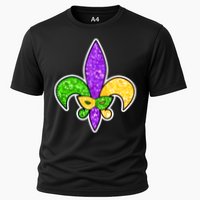 Festive Mardi Gras Fleur De Lis And Party Mask Cooling Performance Crew T-Shirt