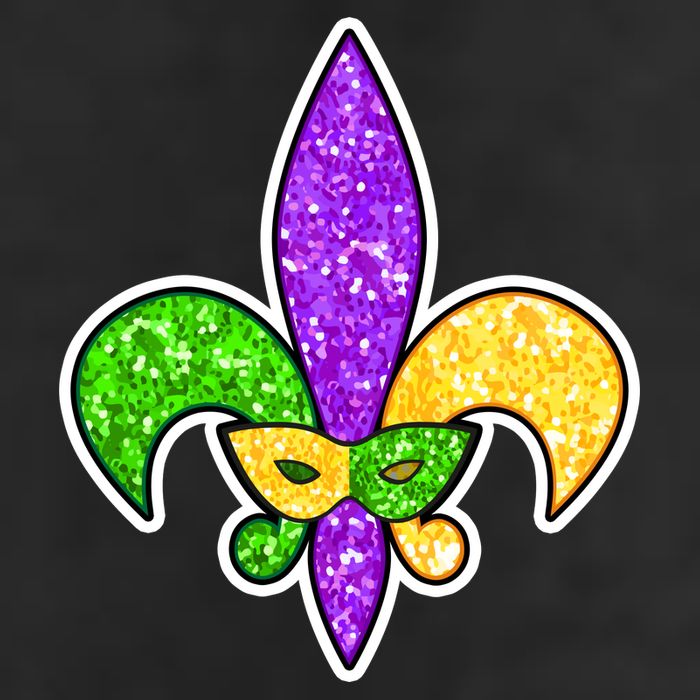 Festive Mardi Gras Fleur De Lis And Party Mask Adult Drive Performance Visor