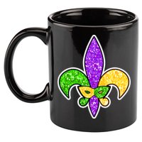 Festive Mardi Gras Fleur De Lis And Party Mask 11oz C Handle Ceramic Mug