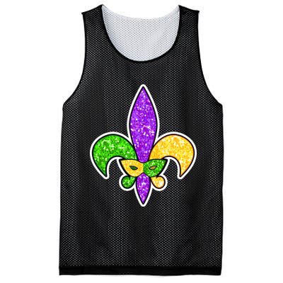 Festive Mardi Gras Fleur De Lis And Party Mask Mesh Reversible Basketball Jersey Tank