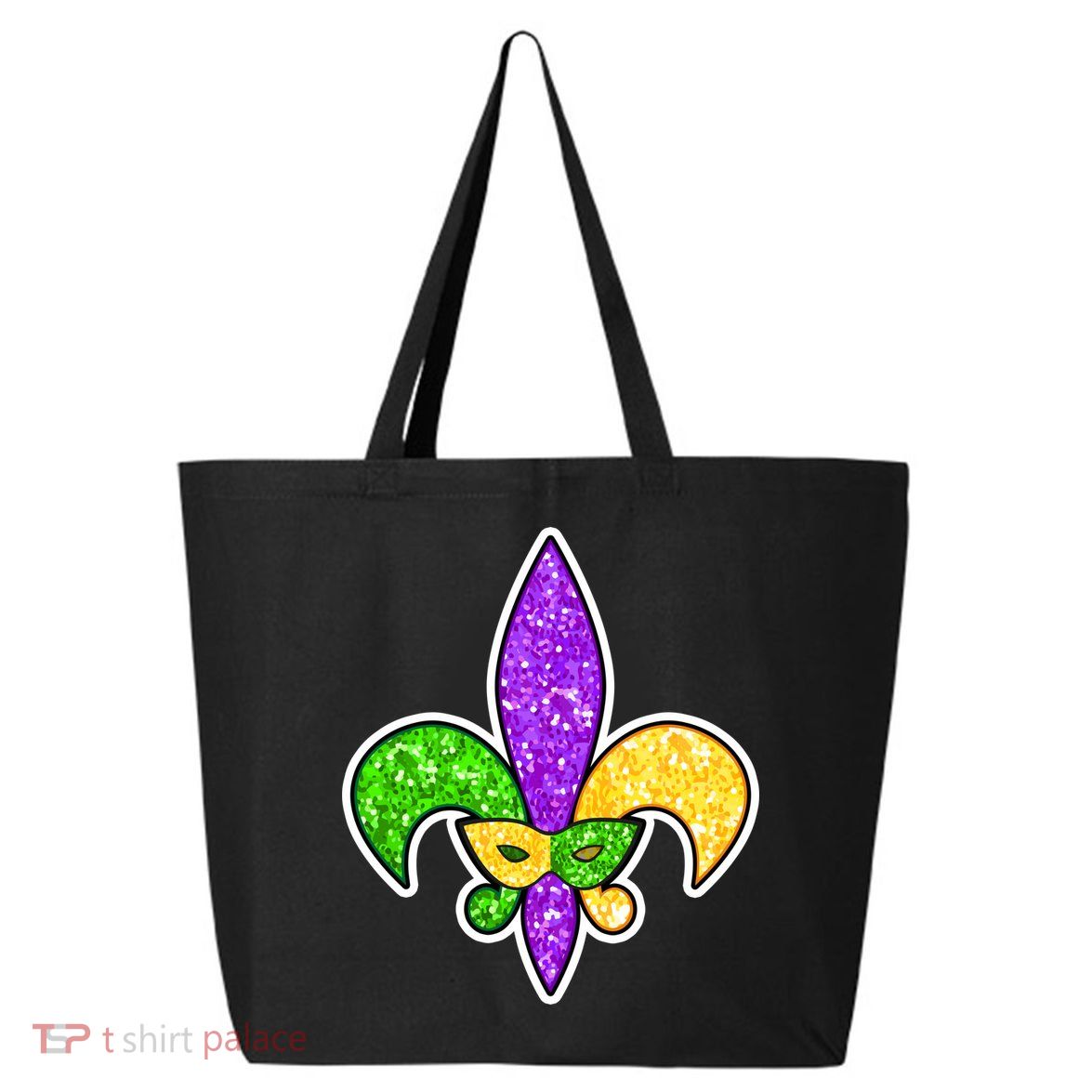 Festive Mardi Gras Fleur De Lis And Party Mask 25L Jumbo Tote