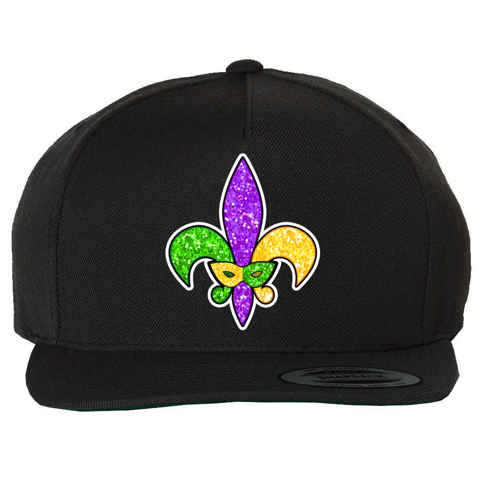 Festive Mardi Gras Fleur De Lis And Party Mask Wool Snapback Cap
