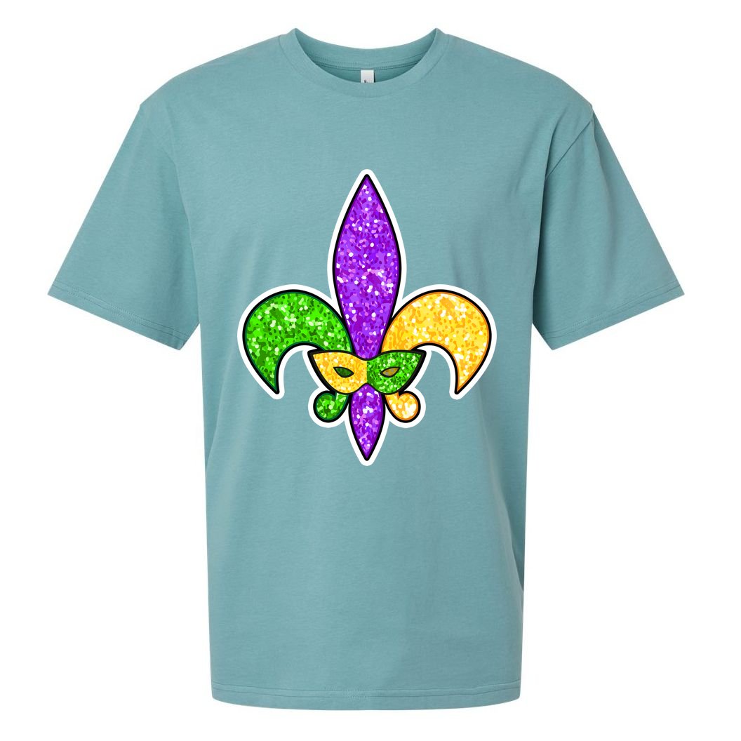 Festive Mardi Gras Fleur De Lis And Party Mask Sueded Cloud Jersey T-Shirt