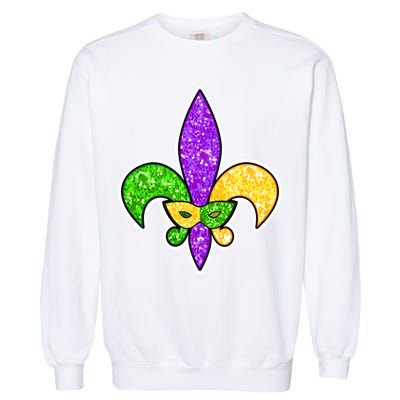 Festive Mardi Gras Fleur De Lis And Party Mask Garment-Dyed Sweatshirt
