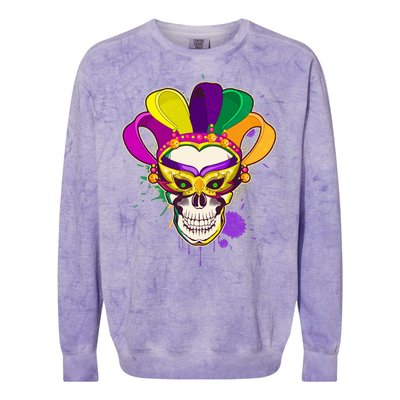 Festive Mardi Gras Skull  Colorblast Crewneck Sweatshirt