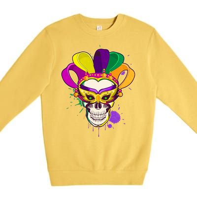 Festive Mardi Gras Skull  Premium Crewneck Sweatshirt