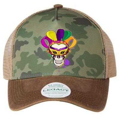 Festive Mardi Gras Skull  Legacy Tie Dye Trucker Hat