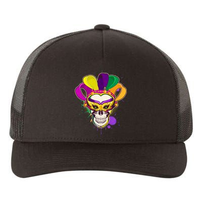 Festive Mardi Gras Skull  Yupoong Adult 5-Panel Trucker Hat