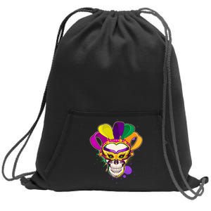 Festive Mardi Gras Skull  Sweatshirt Cinch Pack Bag