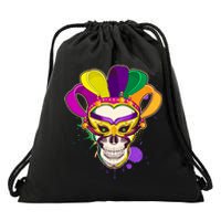 Festive Mardi Gras Skull  Drawstring Bag