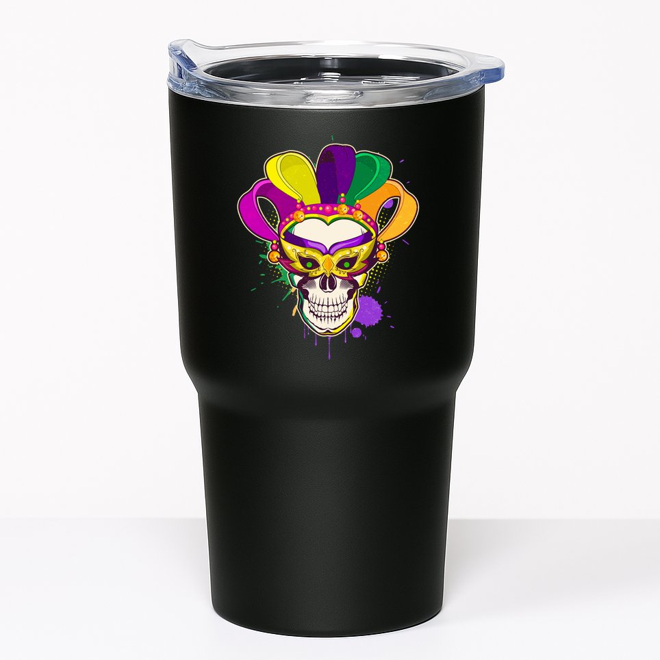 Festive Mardi Gras Skull  Tumbler
