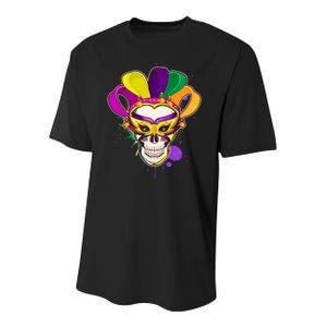 Festive Mardi Gras Skull  Youth Performance Sprint T-Shirt