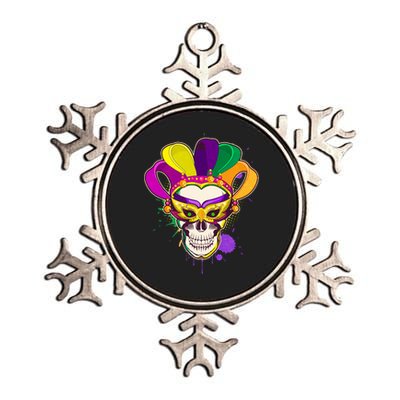 Festive Mardi Gras Skull  Metallic Star Ornament