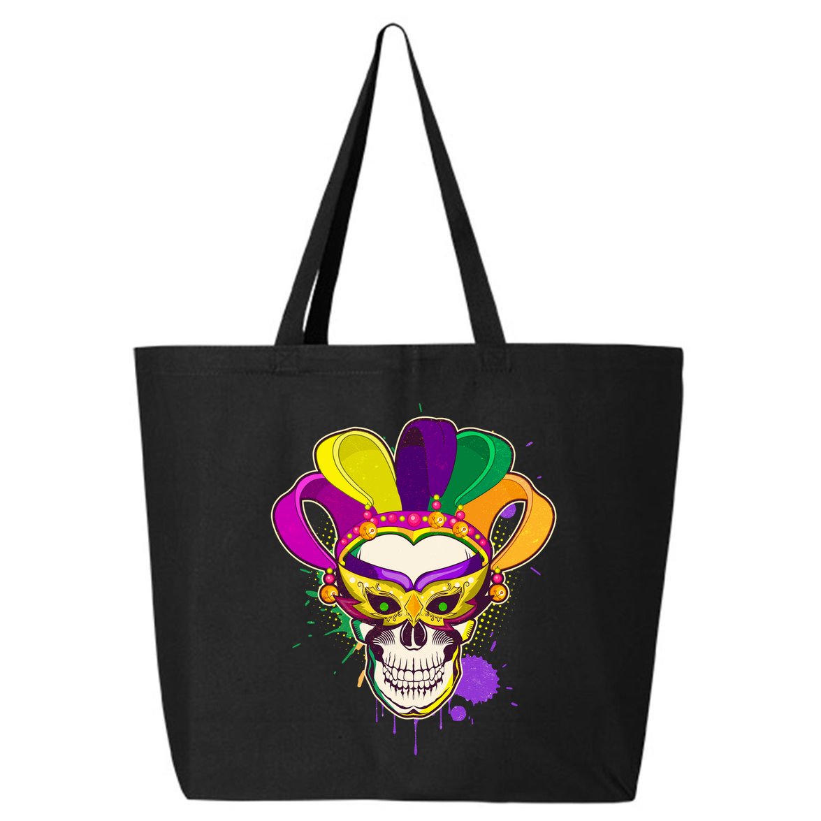 Festive Mardi Gras Skull  25L Jumbo Tote