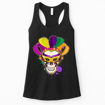 Festive Mardi Gras Skull  Womens Tank Top