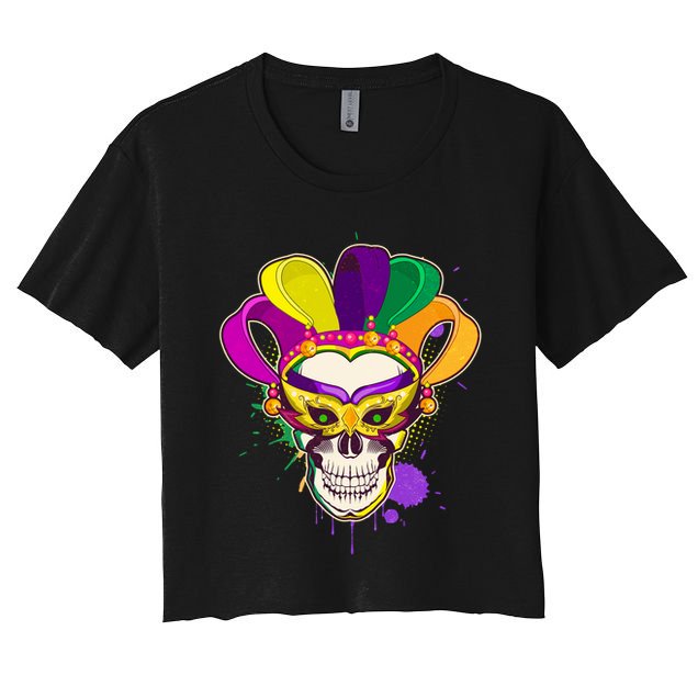 Festive Mardi Gras Skull  Crop Top