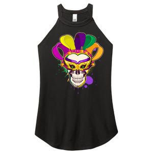 Festive Mardi Gras Skull  Women's Perfect Tri Rocker Tank