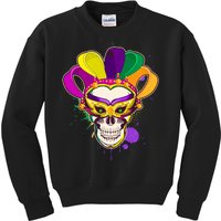 Festive Mardi Gras Skull  Kids Sweatshirt