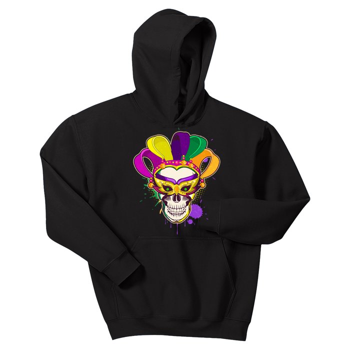 Festive Mardi Gras Skull  Kids Hoodie