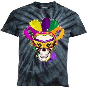 Festive Mardi Gras Skull  Kids Tie-Dye T-Shirt