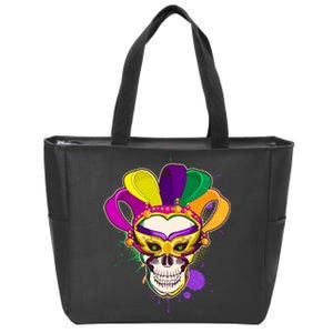 Festive Mardi Gras Skull  Zip Tote Bag