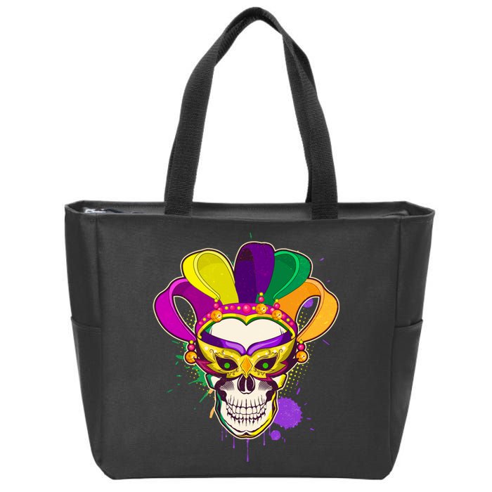 Festive Mardi Gras Skull  Zip Tote Bag