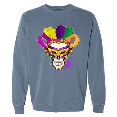 Festive Mardi Gras Skull  Garment-Dyed Sweatshirt