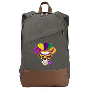 Festive Mardi Gras Skull  Cotton Canvas Backpack