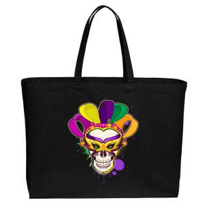 Festive Mardi Gras Skull  Cotton Canvas Jumbo Tote