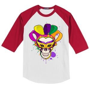 Festive Mardi Gras Skull  Kids Colorblock Raglan Jersey